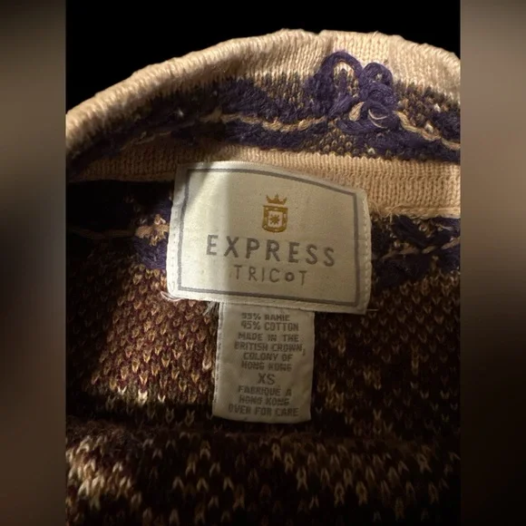 Vintage Bohemian Express Tricot Oversized Long Sleeve Knitted Sweater Dress OS - Picture 5 of 6